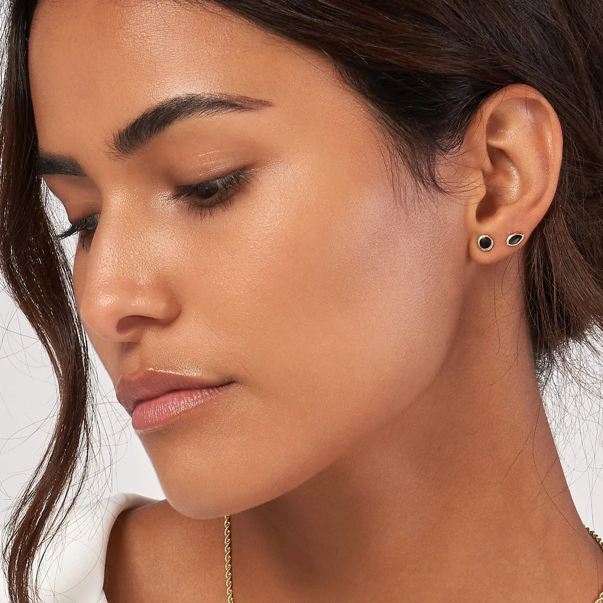 Onyx Enamel Circle Stud Earrings