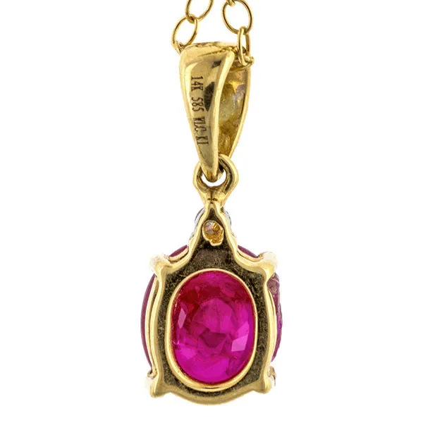 Oval Ruby & Diamond Pendant