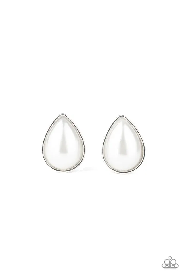 Paparazzi Earring ~ SHEER Enough - White