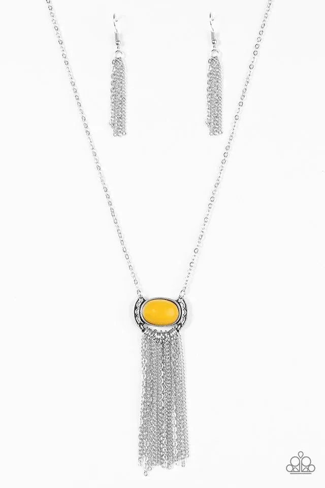 Paparazzi Necklace ~ Fair-Weather FRINGE - Yellow