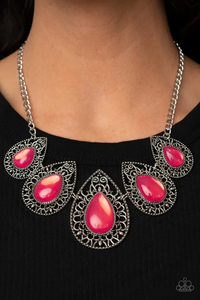 Paparazzi Necklace ~ Opal Auras - Pink