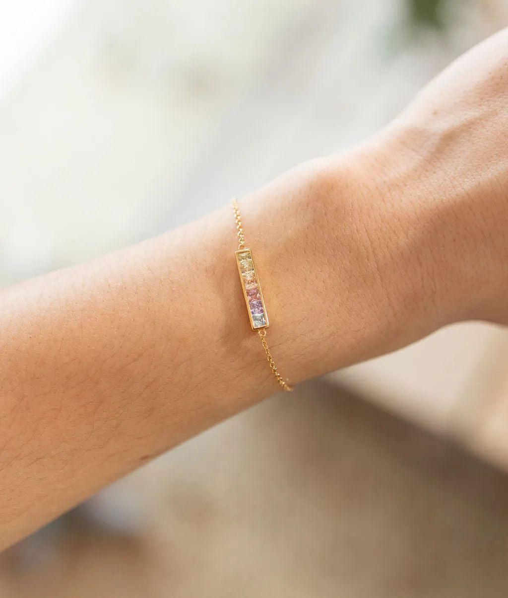 Pastel Ombre Bar Bracelet in Gold