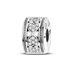 Pavé Sparkling Hearts of Love Clip Charm