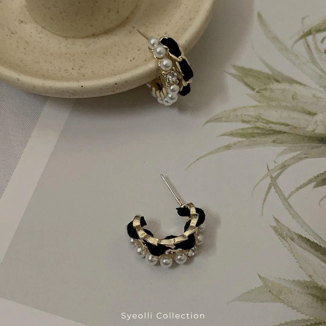 Pearl and Chain Hoop Earrings