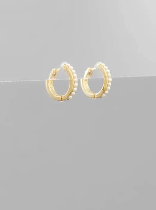 Pearl Pave Huggie Earrings