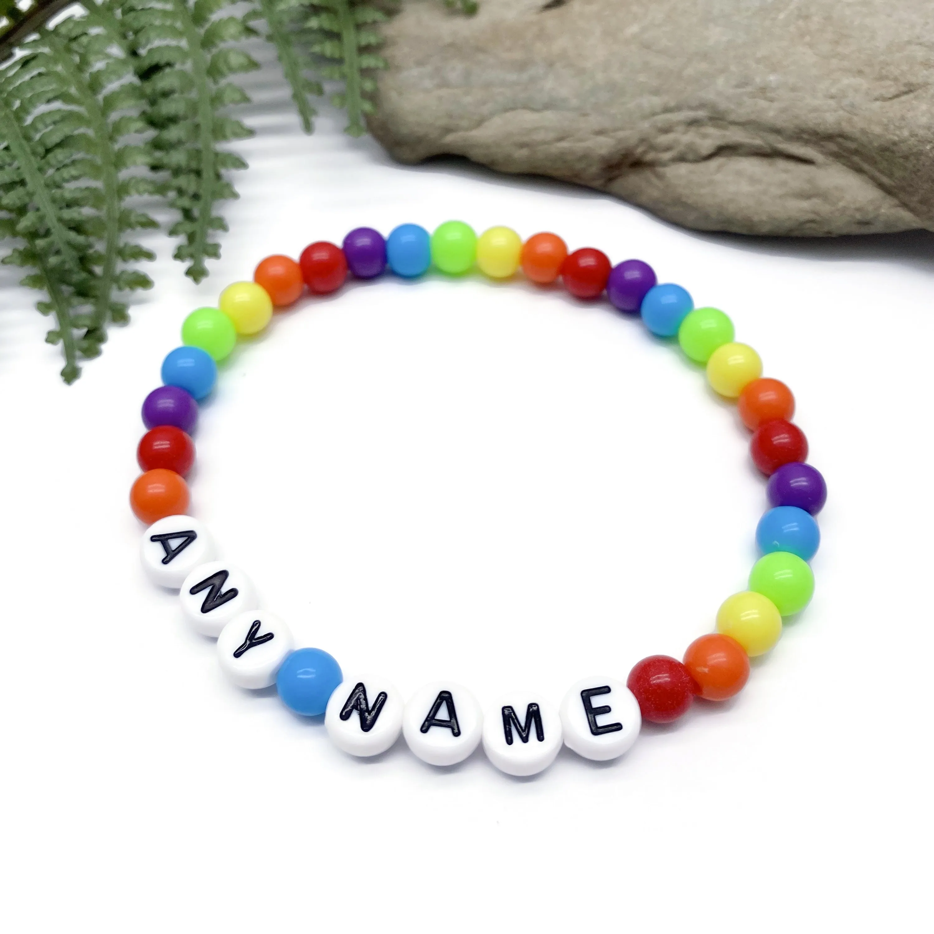 PERSONALISED Bead Bracelet - LGBT Rainbow Acrylic