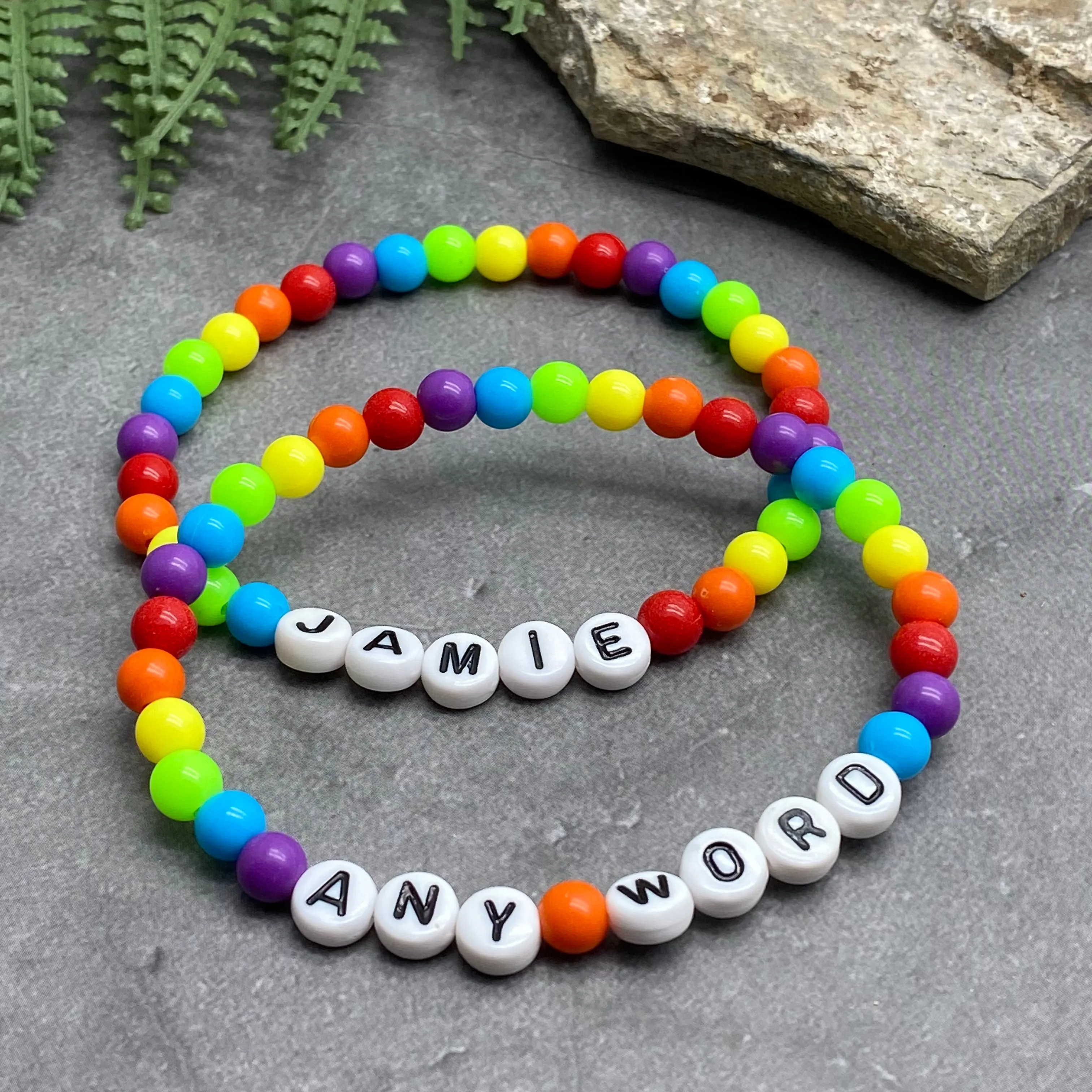 PERSONALISED Bead Bracelet - LGBT Rainbow Acrylic