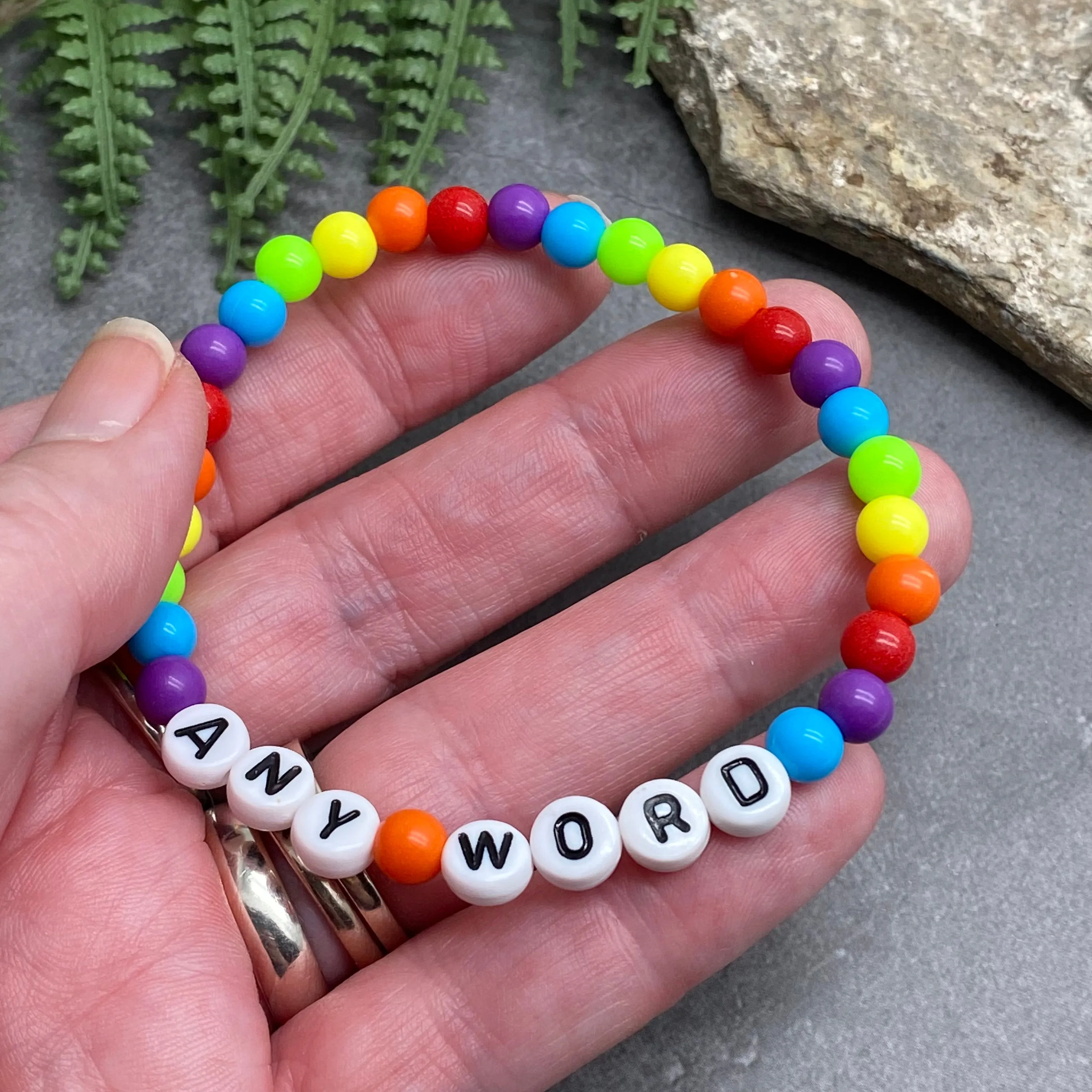 PERSONALISED Bead Bracelet - LGBT Rainbow Acrylic