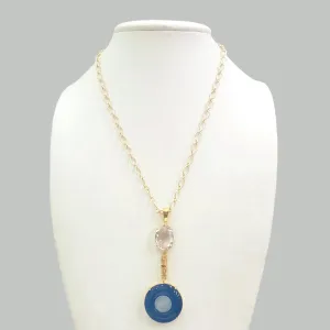 Pink Amethyst, Citrine  & Blue Agate Coin Terra Firma Pendant
