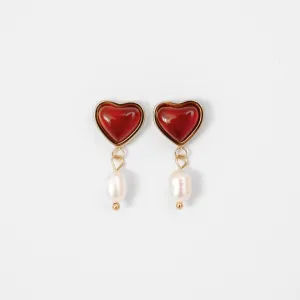 Pinot Heart & Pearl Earrings