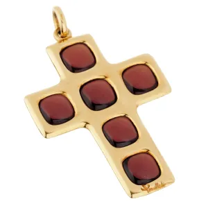 Pomellato 27ct Garnet Cross Yellow Gold Pendant