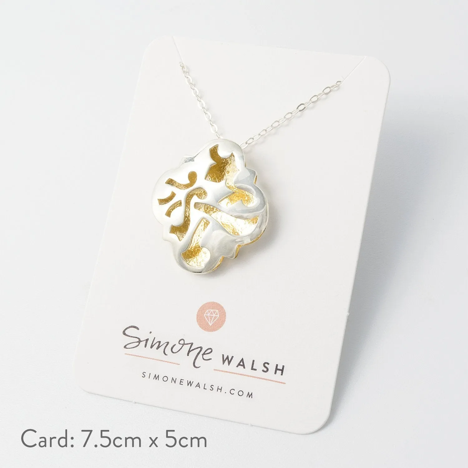 Quatrefoil Silver & Gold Pendant Necklace