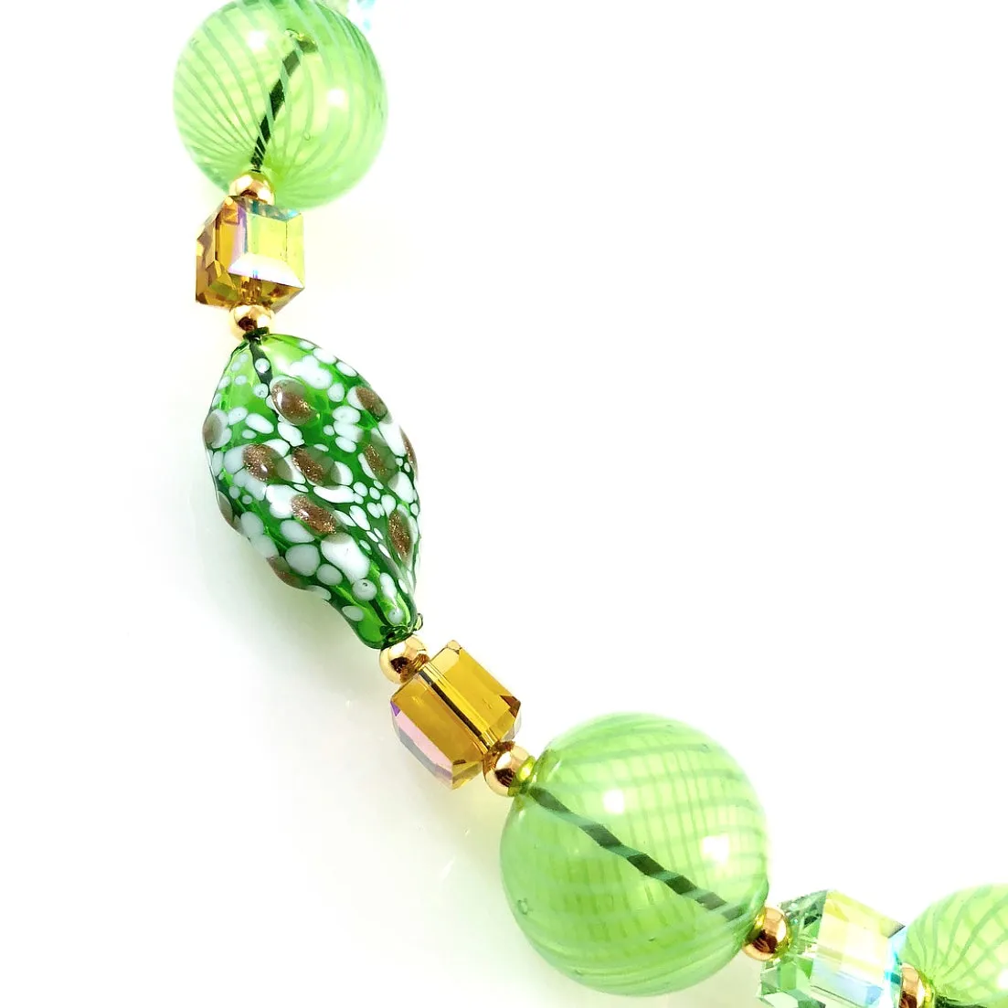 "Blown Glass Orb" Necklace (Green)