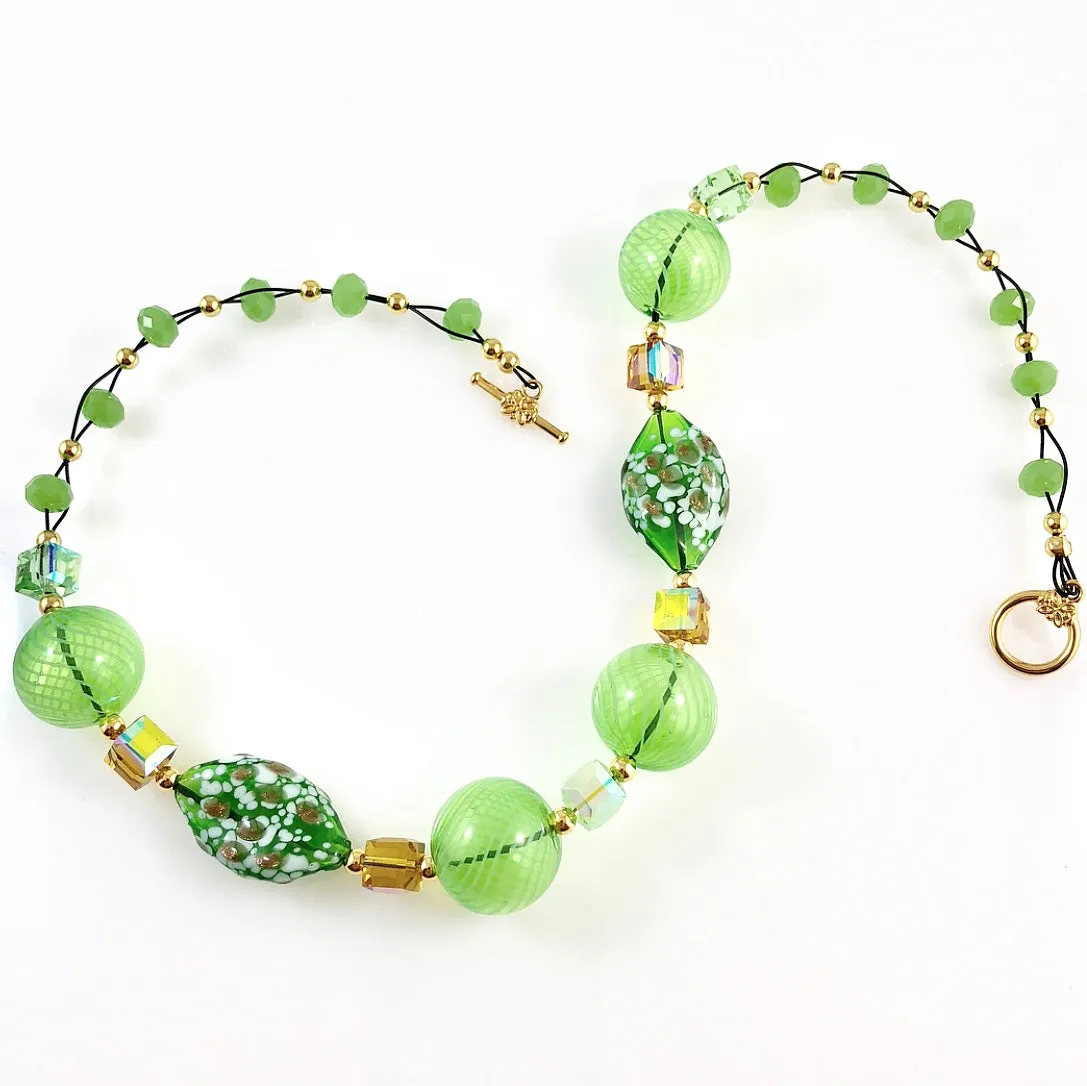"Blown Glass Orb" Necklace (Green)
