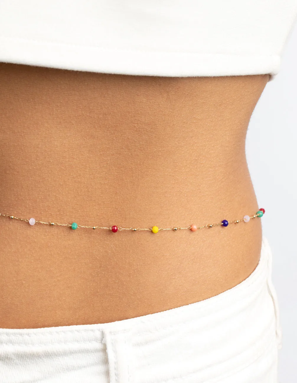 Rainbow Beaded Waist Chain
