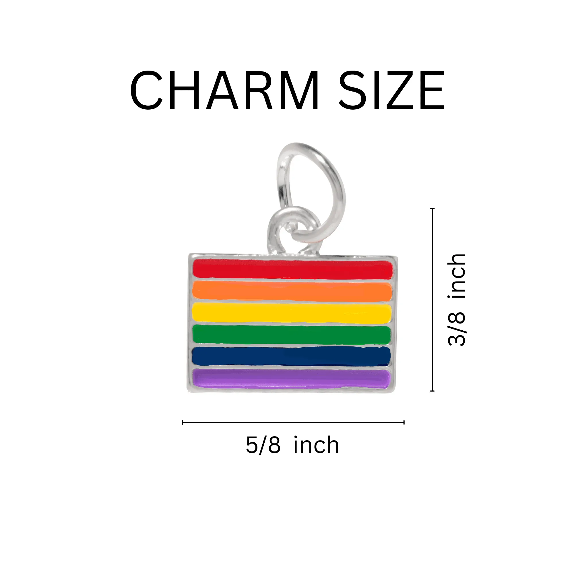 Rainbow Rectangle LGBTQ Pride Flag Charm Partial Beaded Bracelets