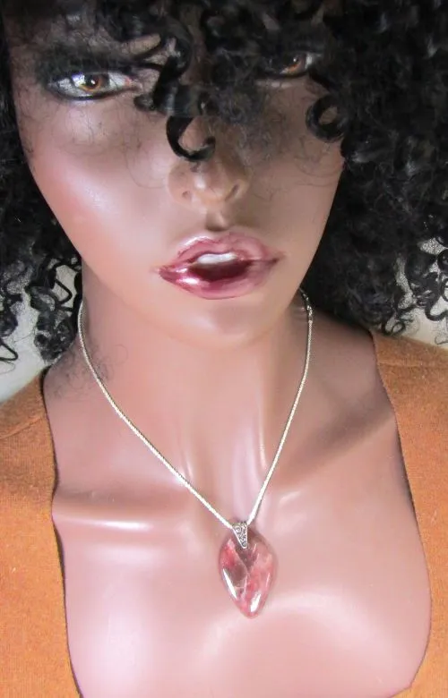 Raspberry Quartz Pendant On Sterling Silver Chaon