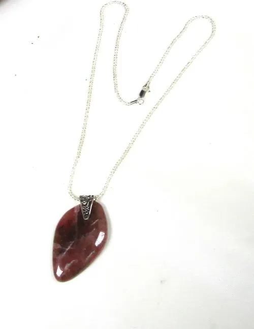 Raspberry Quartz Pendant On Sterling Silver Chaon
