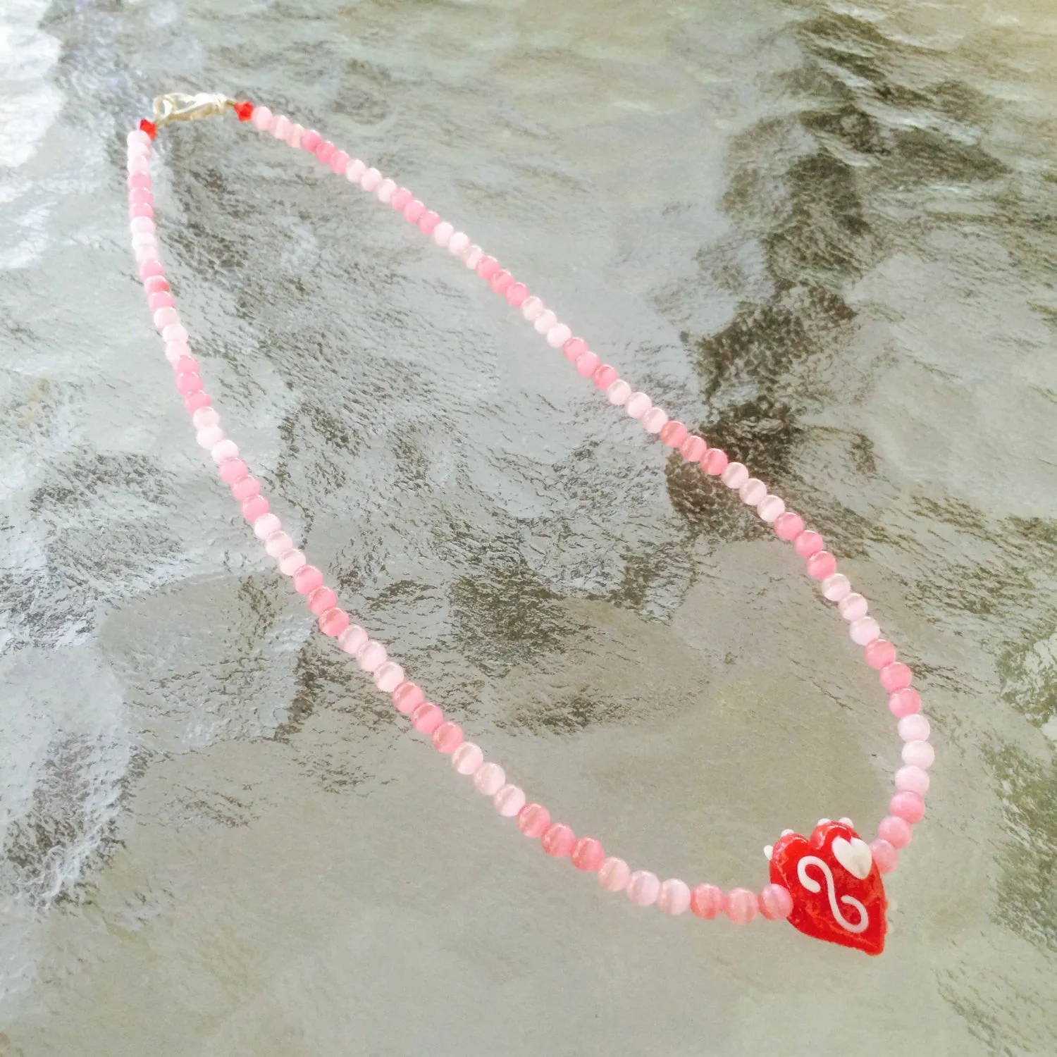 Red Heart charm necklace