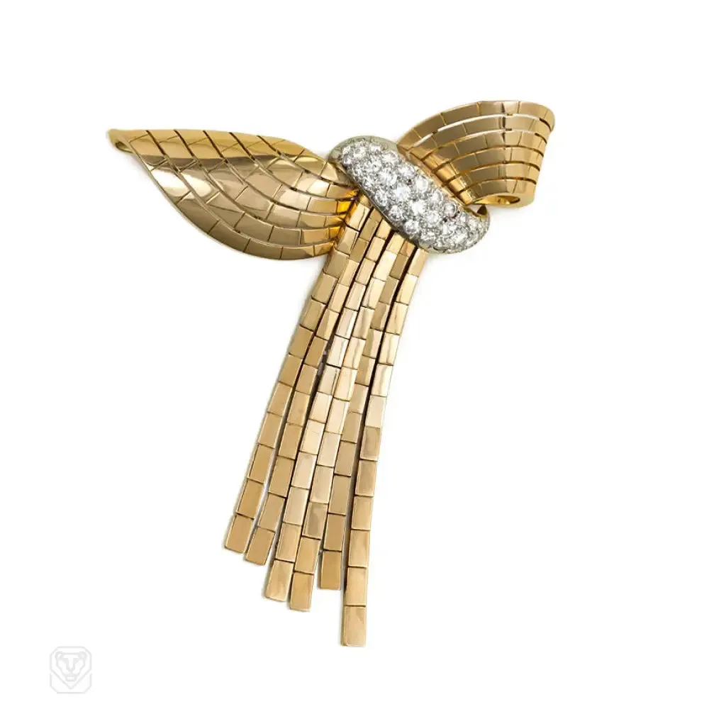 Retro gold necklace with detachable swag brooch, Garrard, London