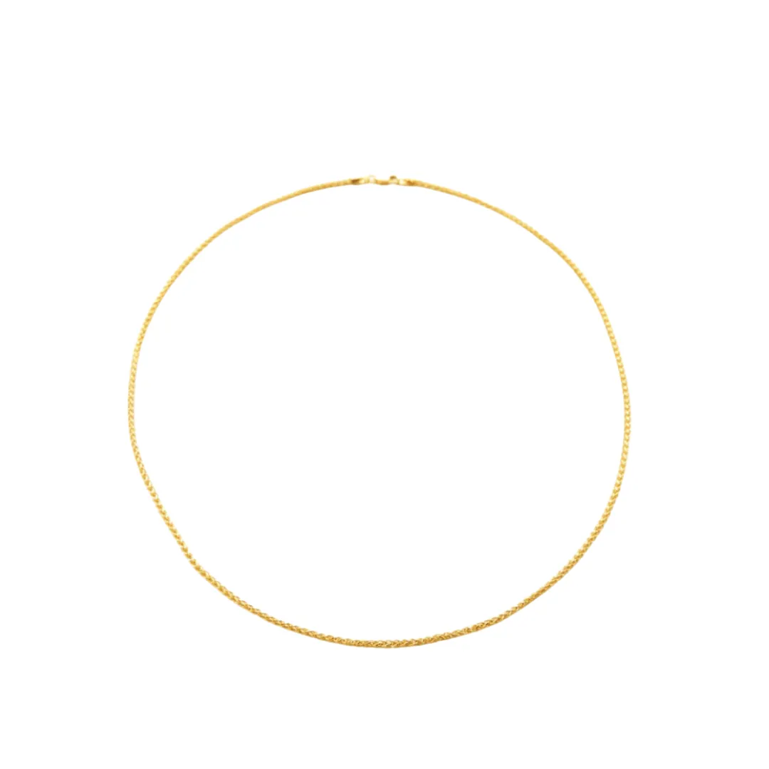 Rich 14K Yellow Gold Heavy Wheat Chain 18"
