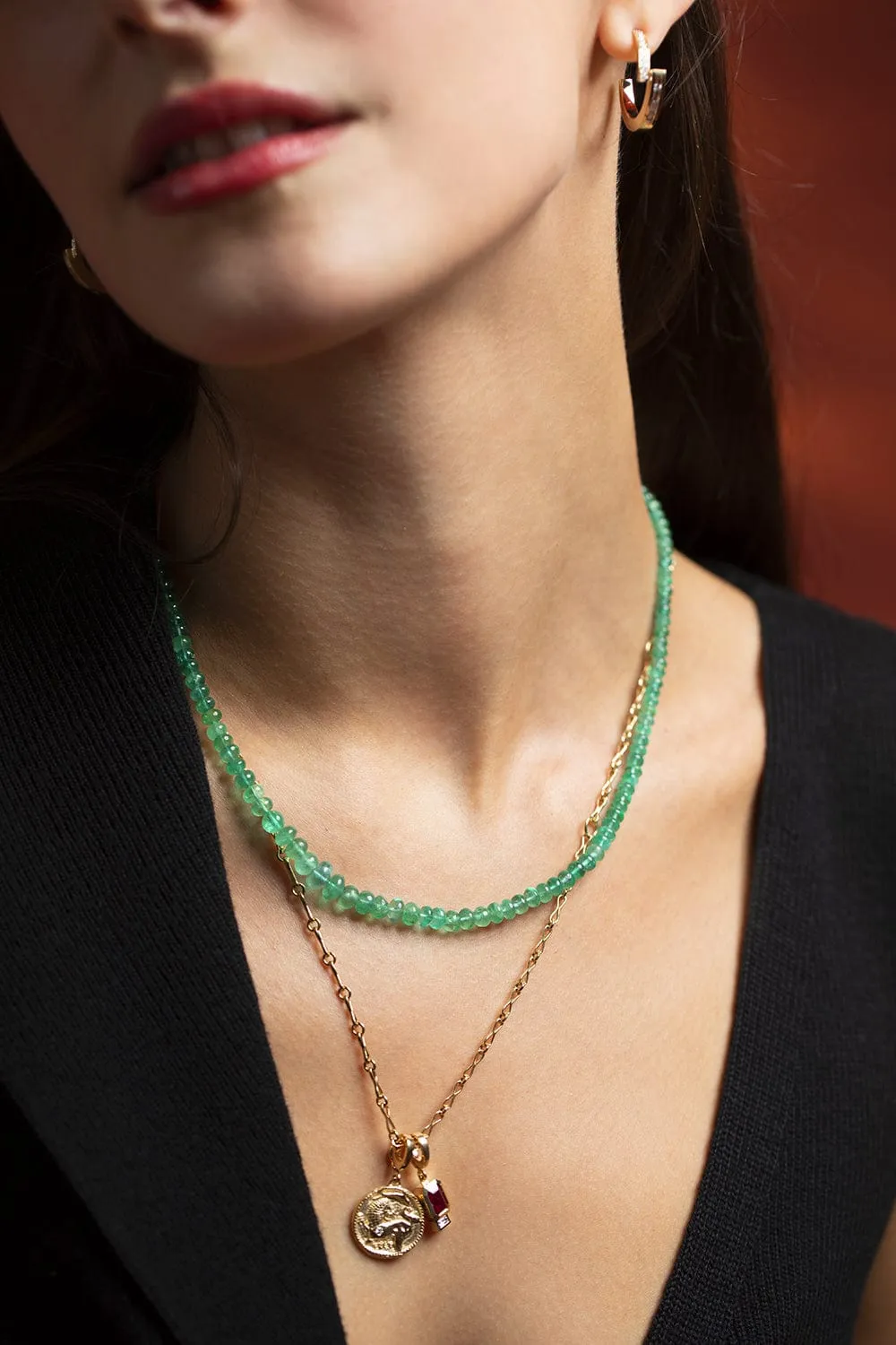 Rich Emerald Bead Necklace
