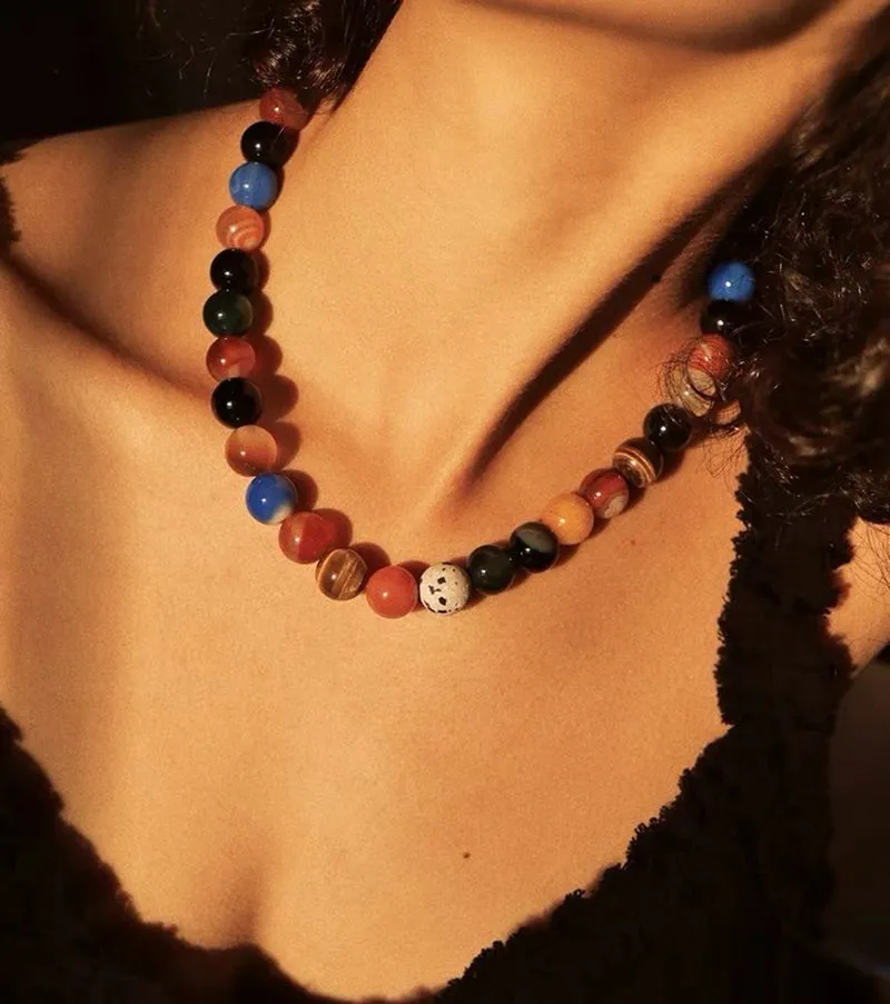 Romantic Universe Dopamine Color Beaded Necklace