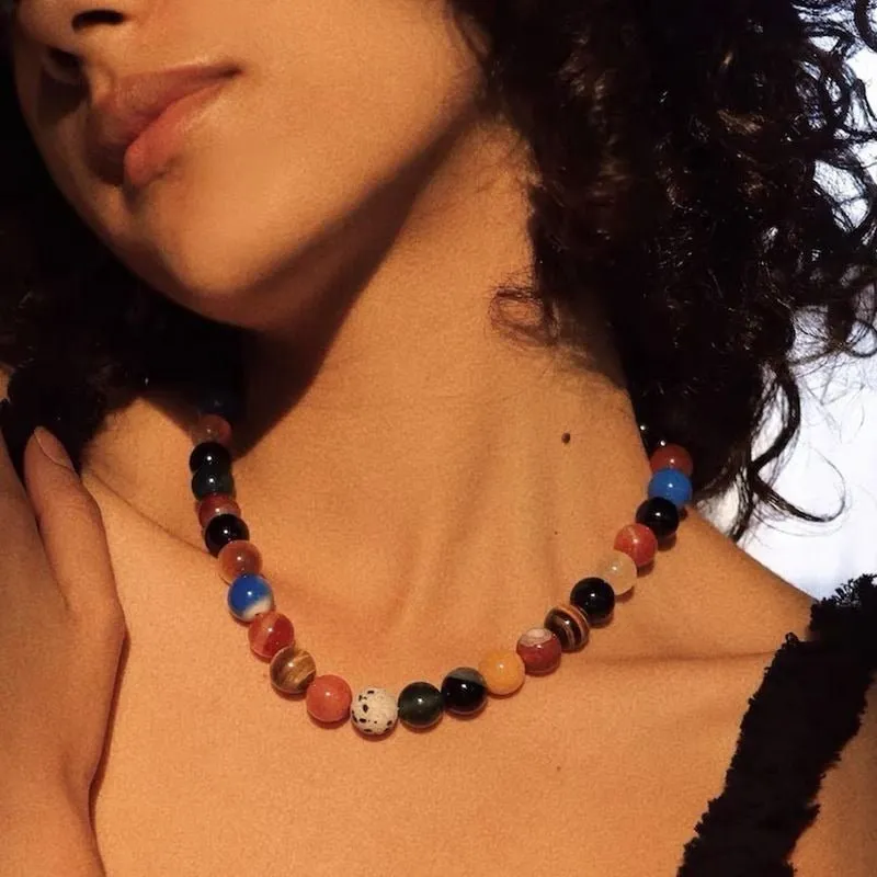 Romantic Universe Dopamine Color Beaded Necklace