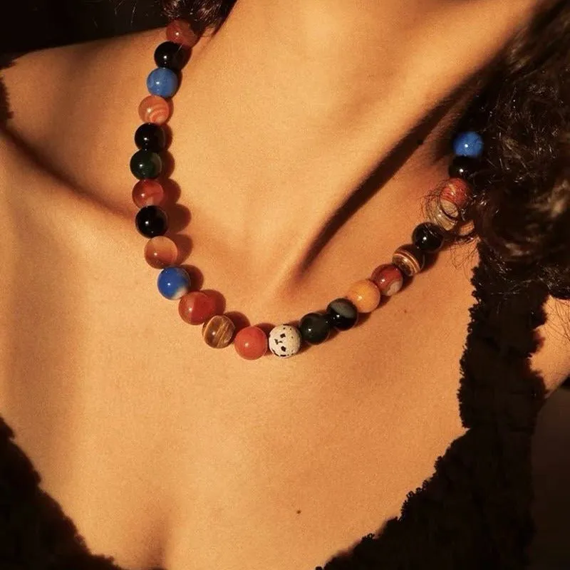 Romantic Universe Dopamine Color Beaded Necklace