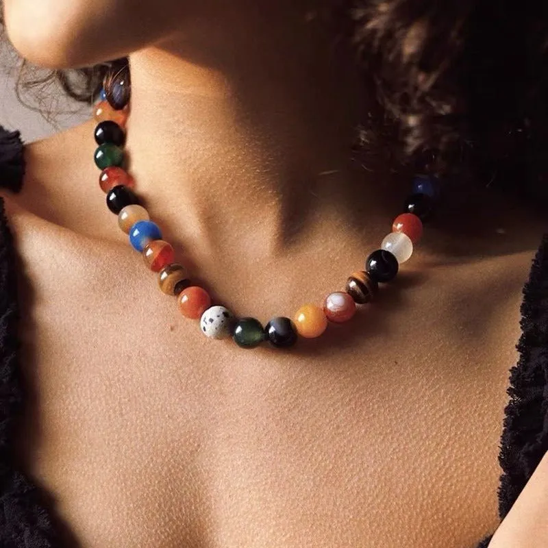 Romantic Universe Dopamine Color Beaded Necklace
