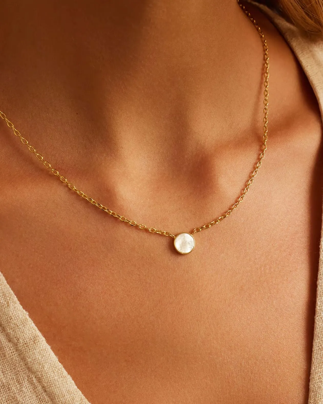 Rose Marble Coin Necklace