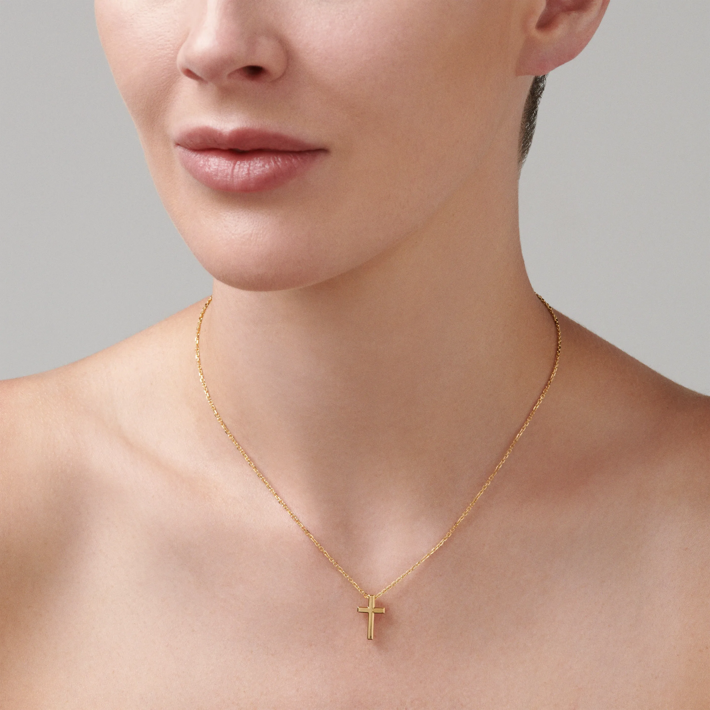 Saint Solid Gold Cross Necklace | Yellow Gold