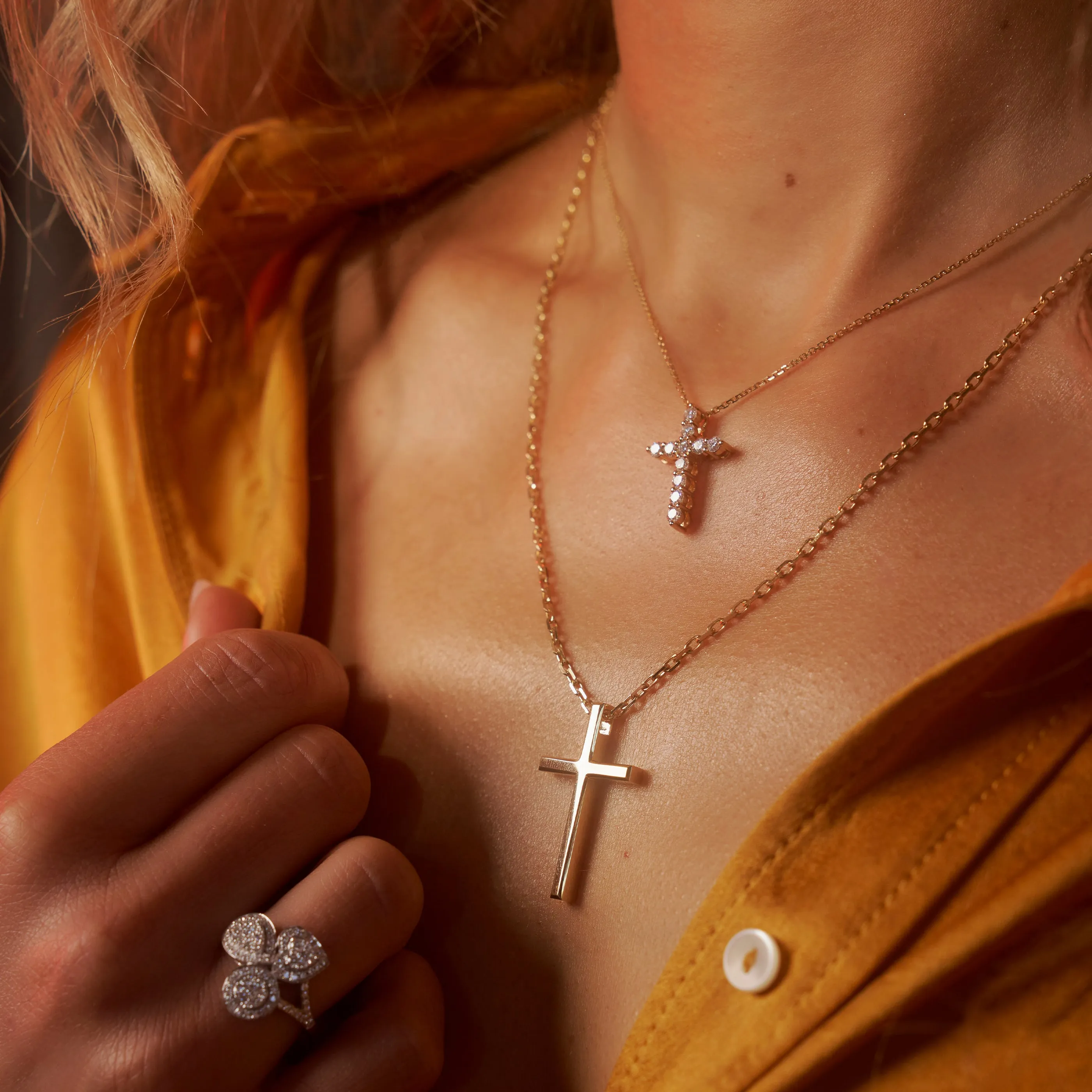 Saint Solid Gold Cross Necklace | Yellow Gold
