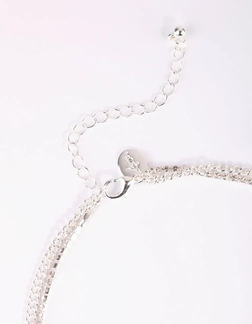 Silver Butterfly Cup Chain Layered Necklace