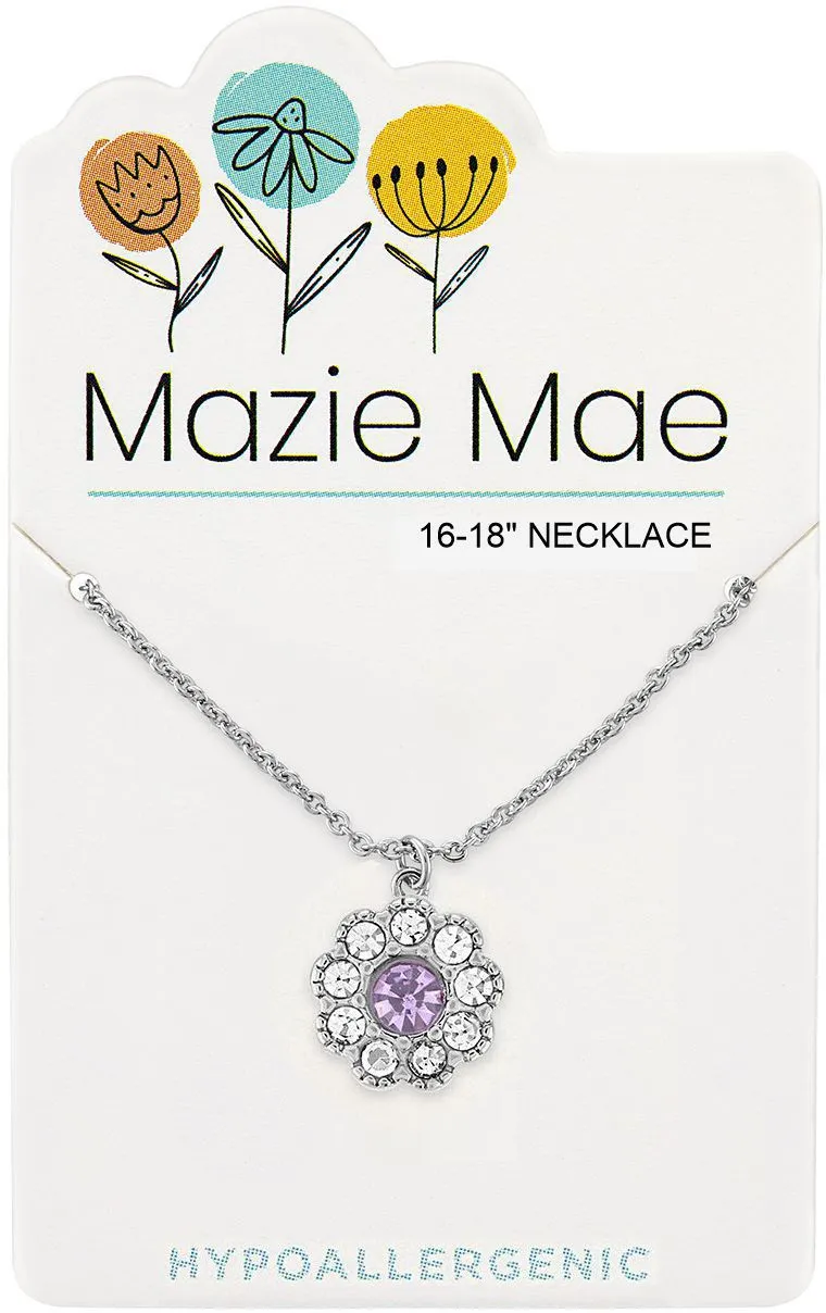 Silver Light Amethyst Flower Necklace