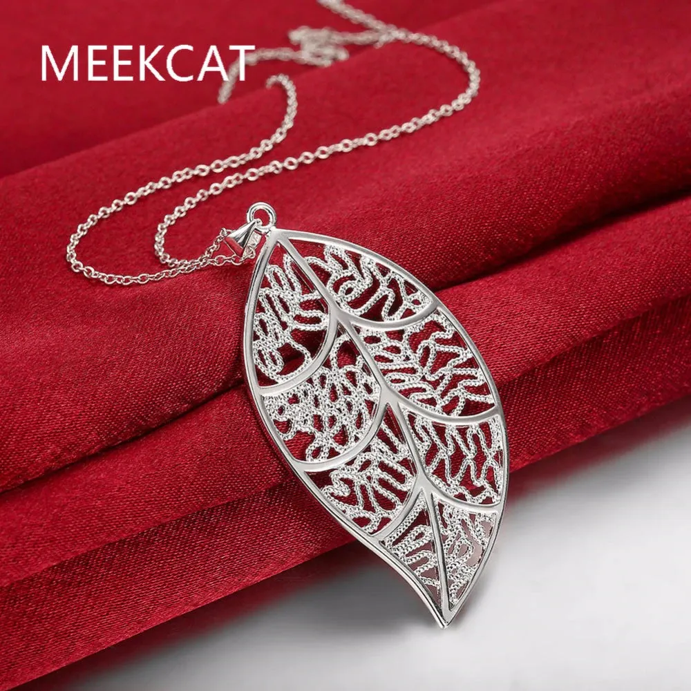 Silver Tree of Life Leaves Charm Pendant with 18" Necklace