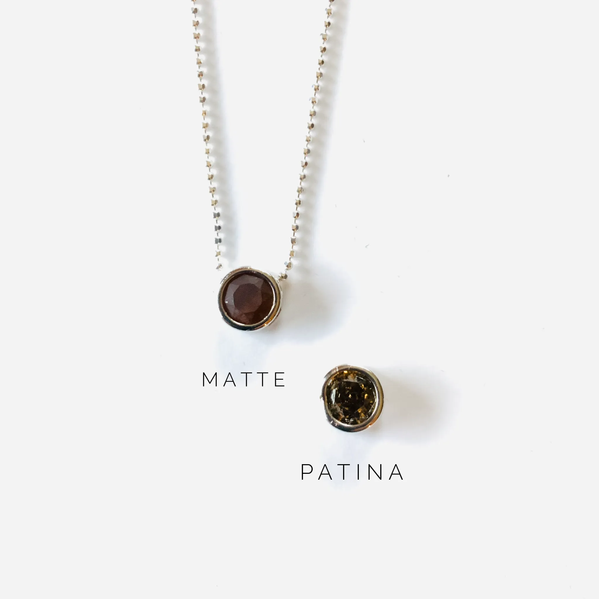 Simple Pendant Slide Necklace featuring Smked Topaz Matte OR LCT Silver Patina