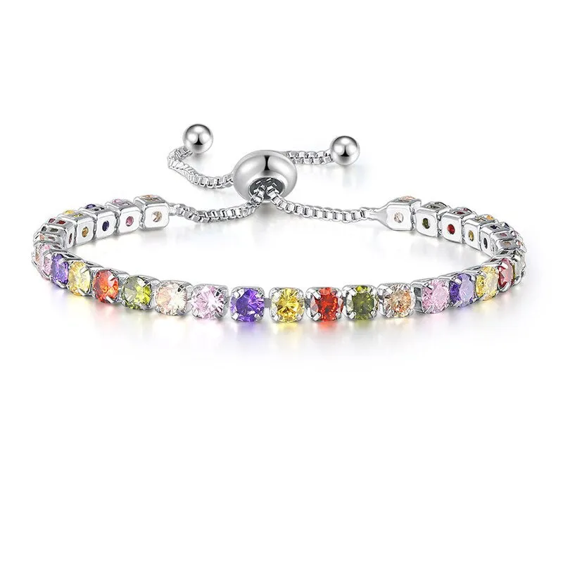 Sparkling Colorful Zircon Bejeweled Tennis Bracelets