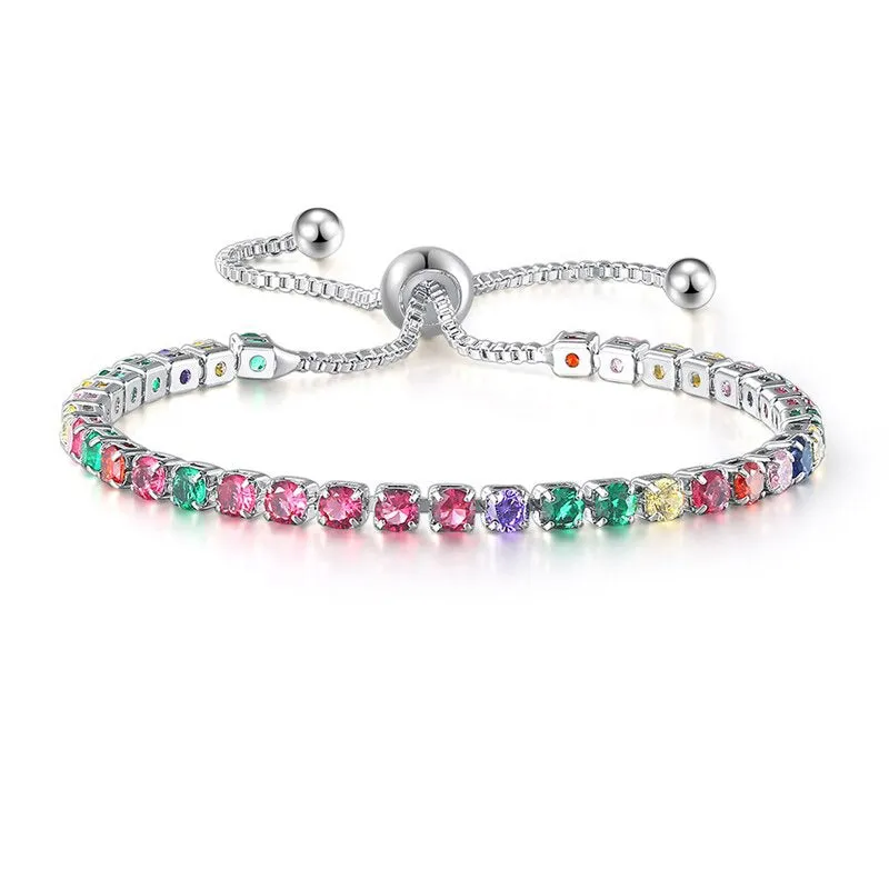 Sparkling Colorful Zircon Bejeweled Tennis Bracelets