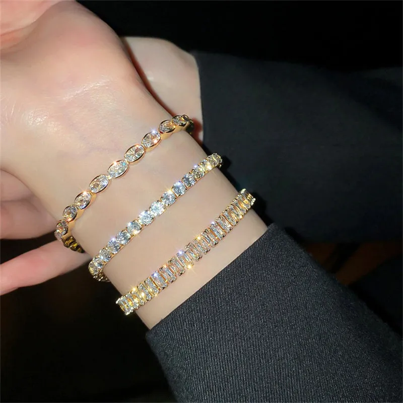 Sparkling Multi-style Zircon Bejeweled Tennis Bracelets
