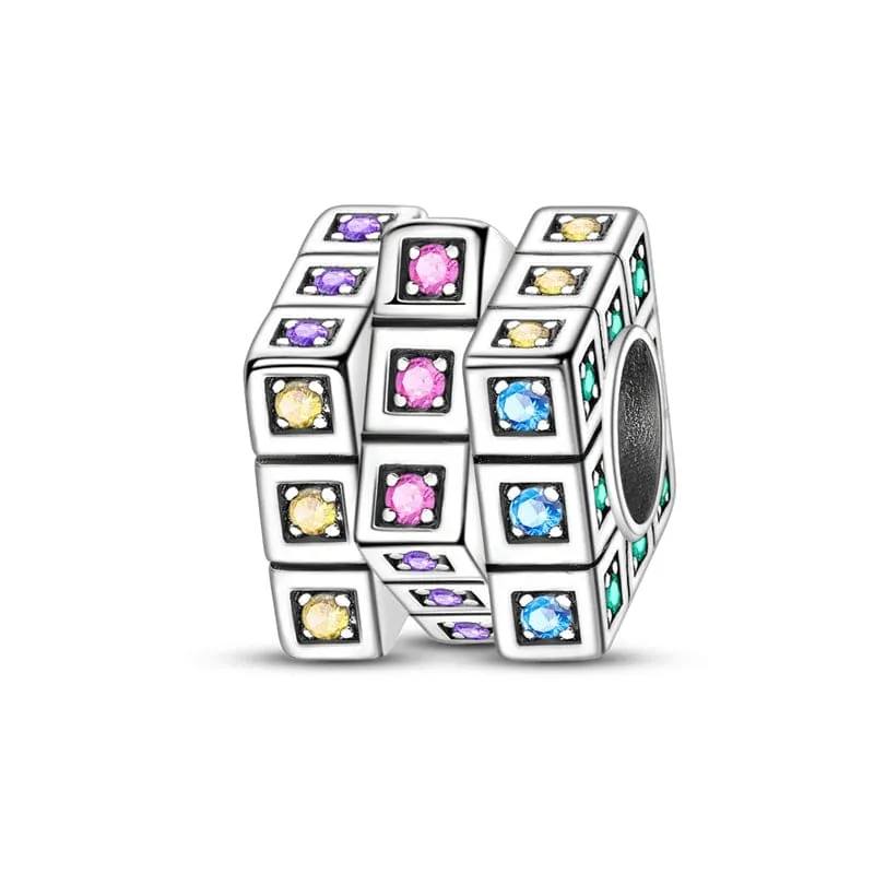 Sparkling Rubik's Cube Charm