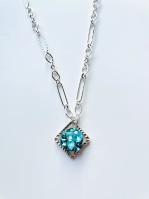 Square Floating Treasure Chest Necklace in Frozen Hues