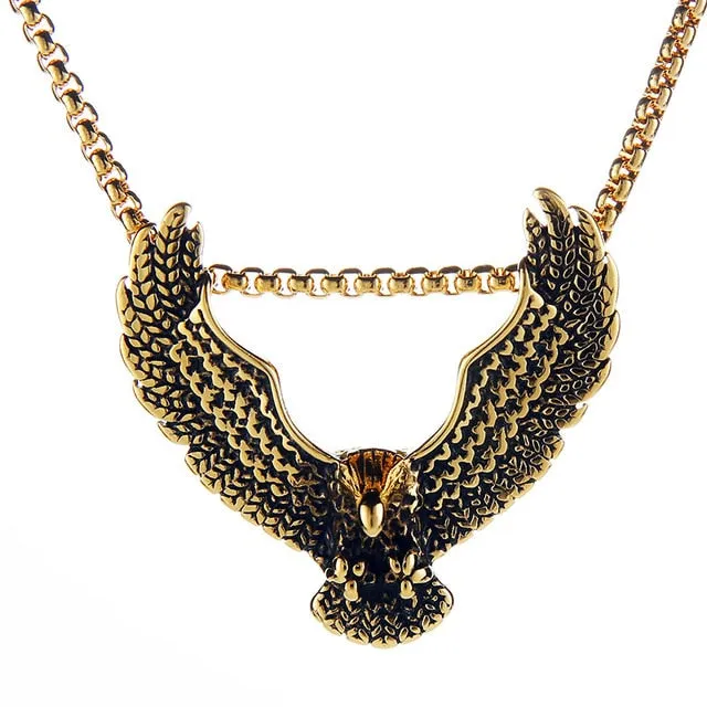 Stainless Steel Eagle Wing Pendant Necklace