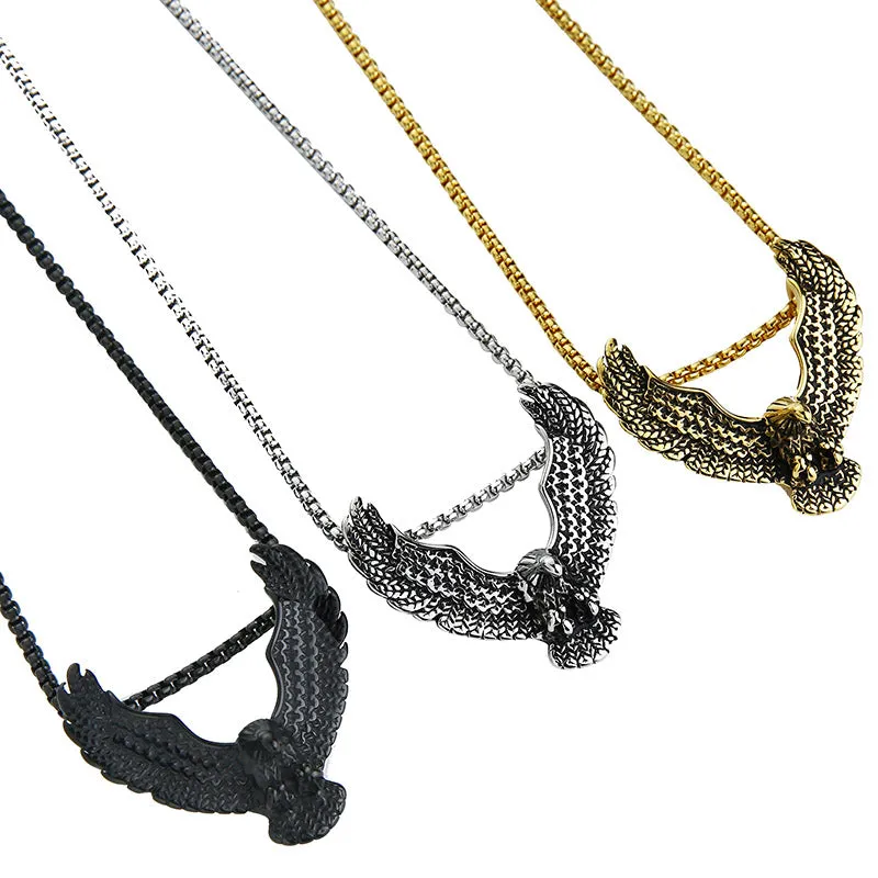 Stainless Steel Eagle Wing Pendant Necklace