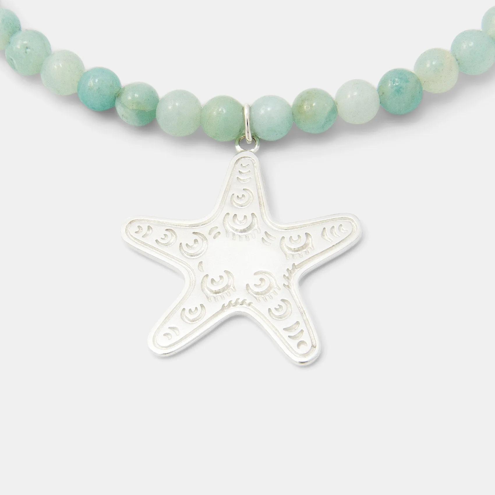 Starfish Pendant on Amazonite Beaded Necklace