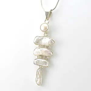 Sterling Silver 4 Biwa Pearl Pendant