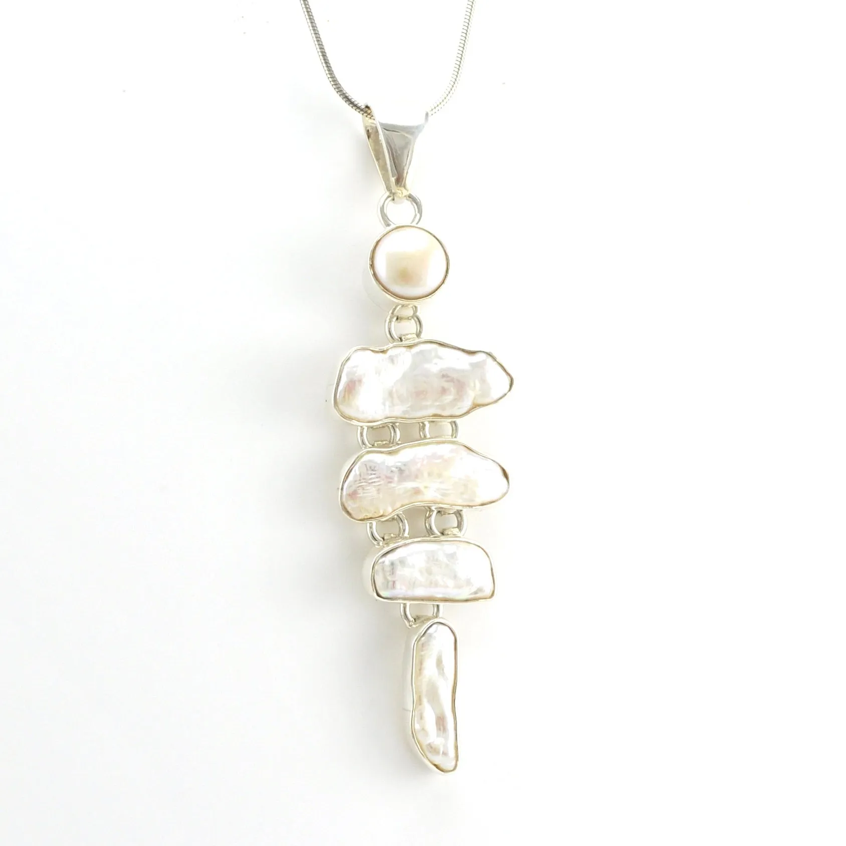 Sterling Silver 4 Biwa Pearl Pendant