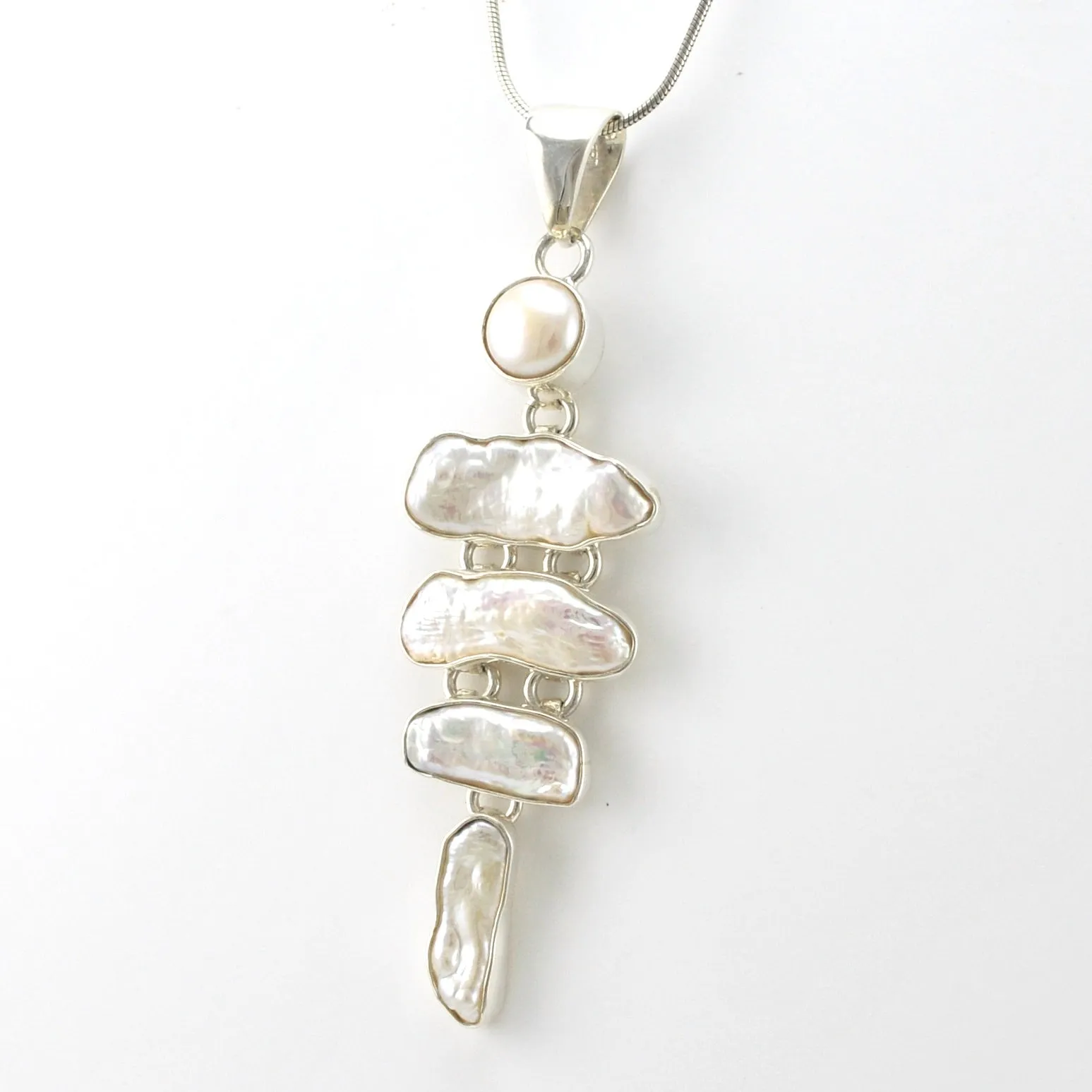 Sterling Silver 4 Biwa Pearl Pendant