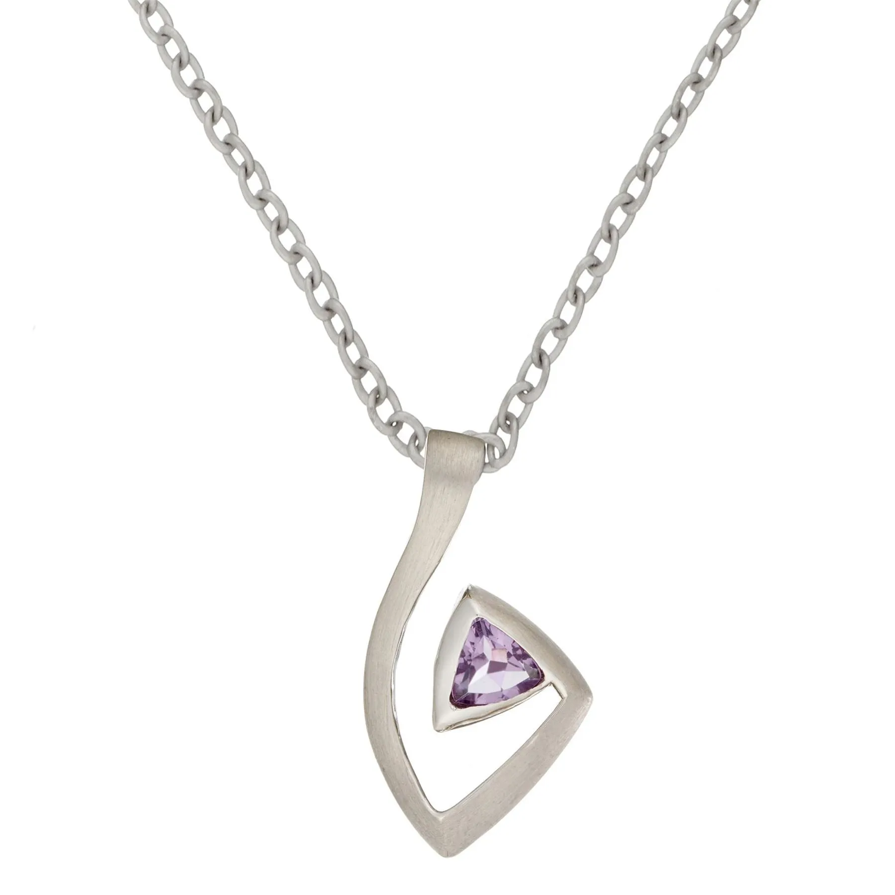 Sterling Silver Amethyst Geometric Spiral Pendant Necklace