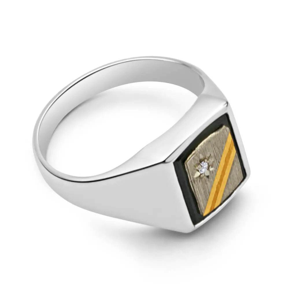 Sterling Silver Cubic Zirconia   Onyx Gents Ring